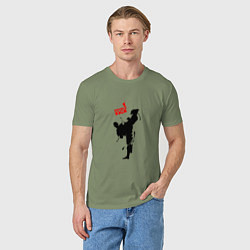 Футболка хлопковая мужская Кикбоксинг атака, цвет: авокадо — фото 2