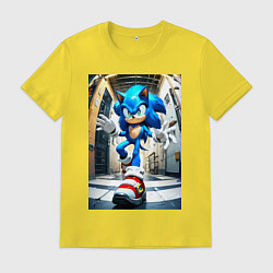 Футболка хлопковая мужская Соника застали врасплох, цвет: желтый