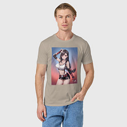 Футболка хлопковая мужская Тифа Локхарт из Final Fantasy VII, цвет: миндальный — фото 2