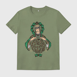 Футболка хлопковая мужская Славянская богиня Берегиня, цвет: авокадо