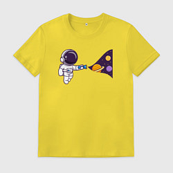 Футболка хлопковая мужская Космический свет фонарика, цвет: желтый