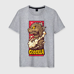 Футболка хлопковая мужская Pink godzilla, цвет: меланж
