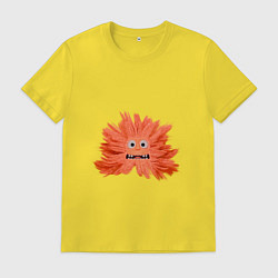 Футболка хлопковая мужская Рыжий пушистый монстрик, цвет: желтый