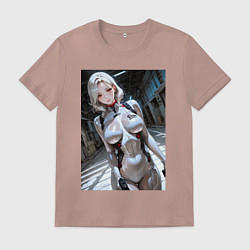Футболка хлопковая мужская Девушка-наемница, цвет: пыльно-розовый
