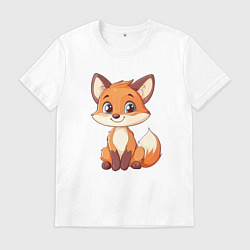 Футболка хлопковая мужская Хитрый лисёнок, цвет: белый