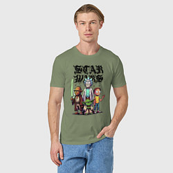 Футболка хлопковая мужская Yoda and Chewbacca are friends of Rick and Morty -, цвет: авокадо — фото 2