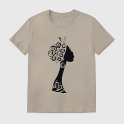 Футболка хлопковая мужская Black woman, цвет: миндальный