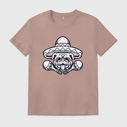 Футболка хлопковая мужская Мексиканский бульдог, цвет: пыльно-розовый