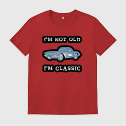 Футболка хлопковая мужская Я не старый, я классический, цвет: красный