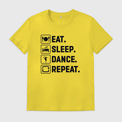 Футболка хлопковая мужская Еда сон танец, цвет: желтый