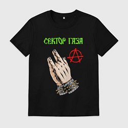 Футболка хлопковая мужская Сектор газа лого и анархия, цвет: черный