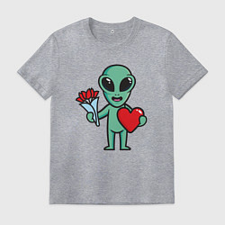 Футболка хлопковая мужская Влюблённый инопланетянин, цвет: меланж