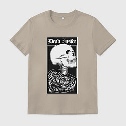 Футболка хлопковая мужская Мёртв внутри, цвет: миндальный