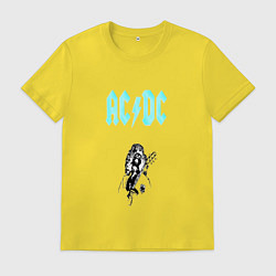 Футболка хлопковая мужская AcDc Angus Young, цвет: желтый