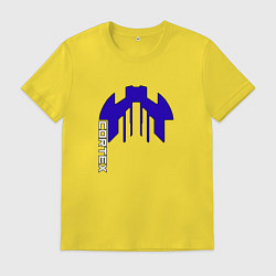 Футболка хлопковая мужская Cortex синий чёрная обводка aneurism iv, цвет: желтый