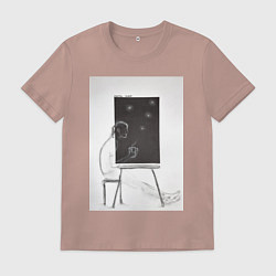 Футболка хлопковая мужская Пить чай, цвет: пыльно-розовый