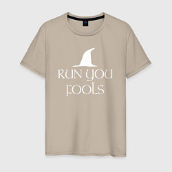 Футболка хлопковая мужская Run you fools The lord of the rings, цвет: миндальный