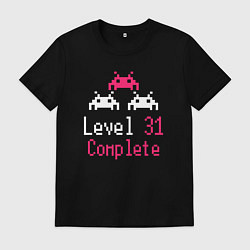 Футболка хлопковая мужская Уровень 31 пройден, цвет: черный