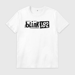 Футболка хлопковая мужская Blink 182 трафарет черный, цвет: белый