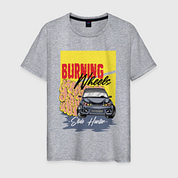 Футболка хлопковая мужская Burning wheels, цвет: меланж