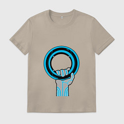 Футболка хлопковая мужская Tron disk, цвет: миндальный