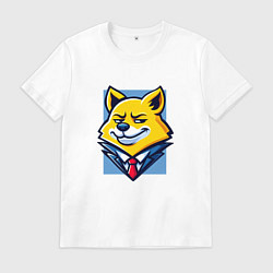 Футболка хлопковая мужская Ехидный лис, цвет: белый