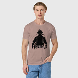 Футболка хлопковая мужская Аниме пожарный, цвет: пыльно-розовый — фото 2