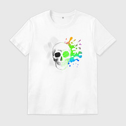 Футболка хлопковая мужская Не стань серой массой - череп, цвет: белый