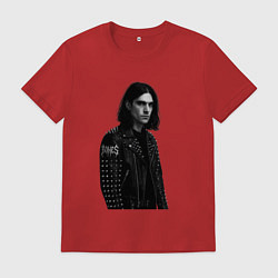 Футболка хлопковая мужская Bones в образе рок звезды, цвет: красный