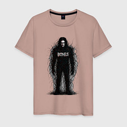 Футболка хлопковая мужская Bones horror style, цвет: пыльно-розовый