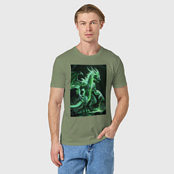 Футболка хлопковая мужская Зеленый магический дракон, цвет: авокадо — фото 2