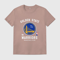 Футболка хлопковая мужская Голден Стэйт Уорриорз - НБА, цвет: пыльно-розовый