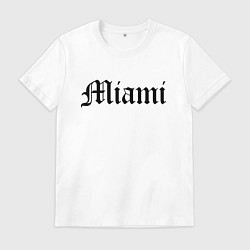 Футболка хлопковая мужская Miami - USA, цвет: белый