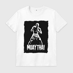 Футболка хлопковая мужская Муай тай сила и мощь, цвет: белый