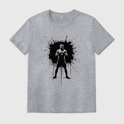 Футболка хлопковая мужская Нейт Диас в черной краске, цвет: меланж