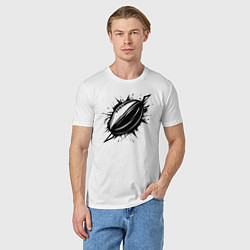 Футболка хлопковая мужская Мяч для геби черной краской, цвет: белый — фото 2