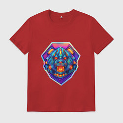 Футболка хлопковая мужская Cyber bear, цвет: красный