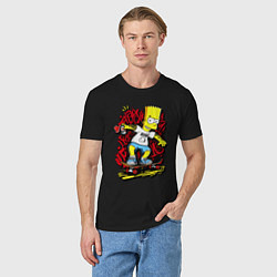 Футболка хлопковая мужская Барт в футболке нирвана, цвет: черный — фото 2
