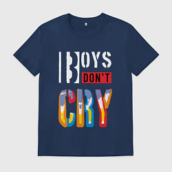 Футболка хлопковая мужская Мужчины не плачут, цвет: тёмно-синий