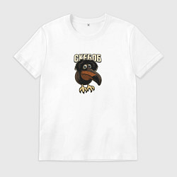 Футболка хлопковая мужская Скебоб птица мем, цвет: белый