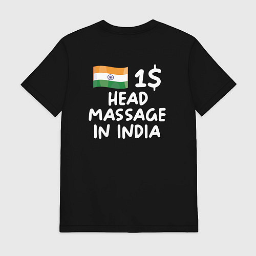 Мужская футболка Флаг Индии: head massage in india / Черный – фото 2