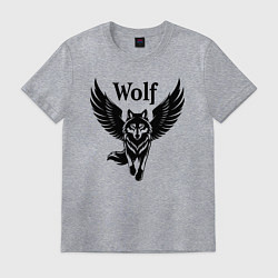 Футболка хлопковая мужская Волк с крыльями, цвет: меланж