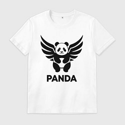 Футболка хлопковая мужская Летающая панда, цвет: белый