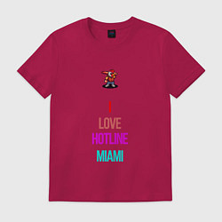 Футболка хлопковая мужская I love Hotline Miami, цвет: маджента