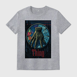 Футболка хлопковая мужская Вещь - Уэнсдей, цвет: меланж