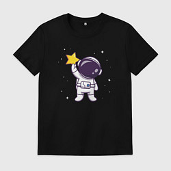 Футболка хлопковая мужская Звёздный астронавт, цвет: черный