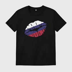 Футболка хлопковая мужская Russian kiss, цвет: черный
