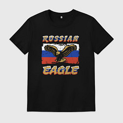 Футболка хлопковая мужская Russian eagle, цвет: черный
