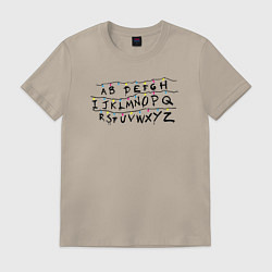 Футболка хлопковая мужская Очень странные дела гирлянда, цвет: миндальный