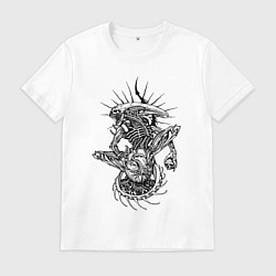 Футболка хлопковая мужская Чужой и лицехват, цвет: белый